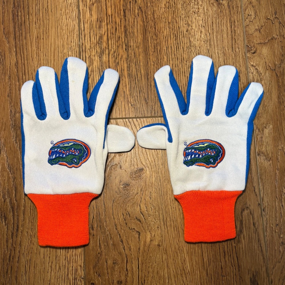 Florida Gators NCAA Fan Gloves Blue Orange White‎ Embroidered Logo Textured Grip